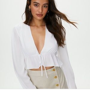 SundayBest Cropped Front Tie Blouse